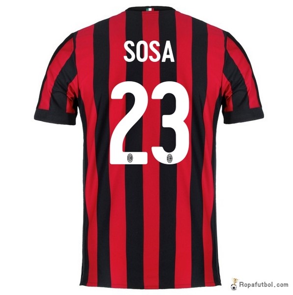 Camiseta AC Milan Replica Primera Ropa Sosa 2017/18 Rojo